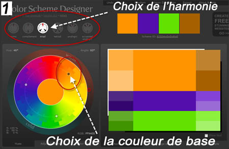 Settings on color scheme designer