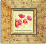 watercolor flowers in a field