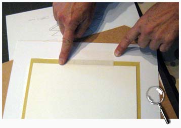 Fixing the portrait on the mat