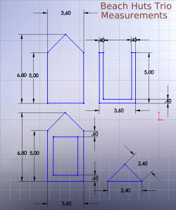 Beach huts trio measurements