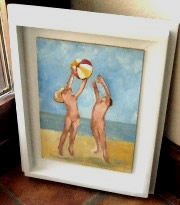 children on the beach framed