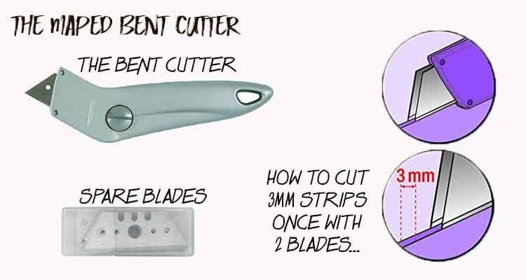 MAPED TOOLS : QUADRA CUTTING RULER and its 90° and 45° ANGLE SLIDING CUTTERS